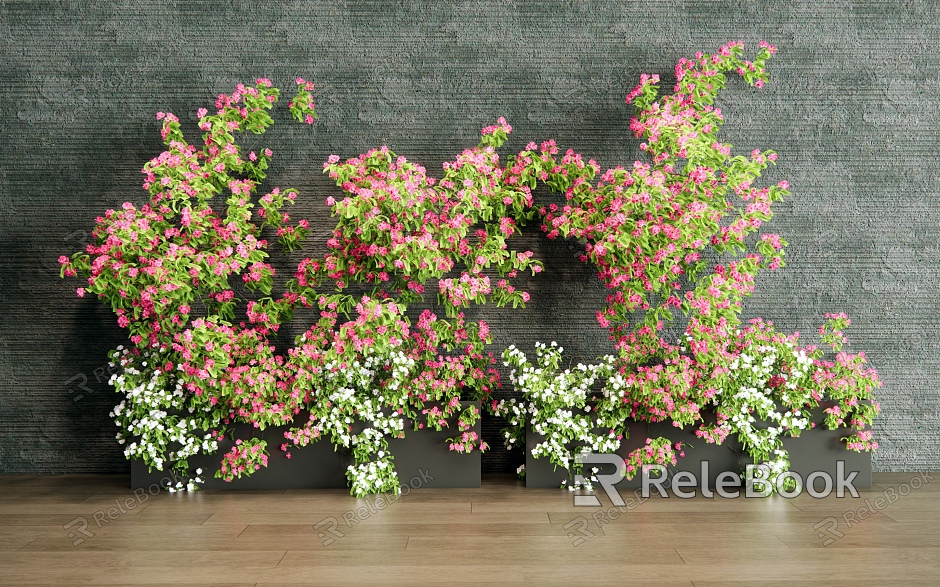 Flower Potted Flower Box Bougainvillea Green Plant model