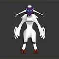 Game Movie Character With Purple Head Blue Eyes White Body Long Arms And Red Feet