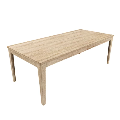 Light Wood Modern Dining Table With Rectangular Top And Slim Legs 3d model