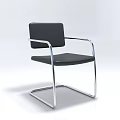 Modern Black Armchair With Chrome Metal Frame And Comfortable Seat In Minimalist Design