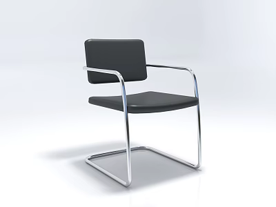 Modern Black Armchair With Chrome Metal Frame And Comfortable Seat In Minimalist Design 3d model
