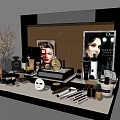 Elegant Perfume and Cosmetics Display With Various Skincare Products and Fragrance Bottles