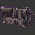 Vintage Accordion Household Item With Ornate Patterns Metal Keys And Leather Handle