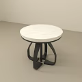 Modern White Marble Round Top Side Table With Black Metal Base Design 3d model
