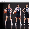 Group of Female Basketball Players in National Jerseys Holding Basketballs and Posing Together