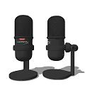 HyperX Dual Black Microphones With Stand Professional Audio Design