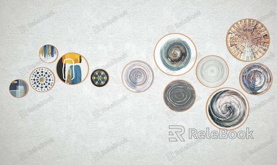 Modern Round Frame Painting Round Hanging Painting model