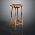 Classic Wooden Stool With Round Seat And Stable Legs For Home Decor