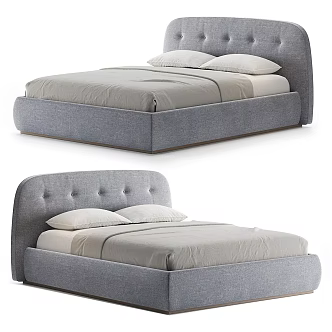Modern Simple Double Bed 3d model
