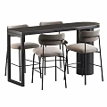 Modern Minimalist Black Bar Table And Four Soft Upholstered High Chairs For Daily Home Use