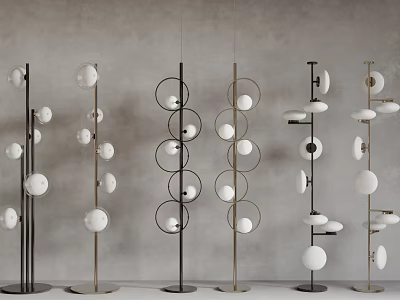 Modern Floor Lamps With Diverse Circular Designs 3d model