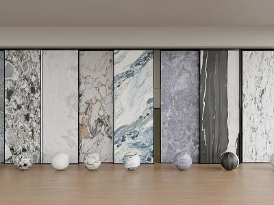 Inflatable Decor Models With Diverse Marble Textured Panels And Colored Spheres 3d model