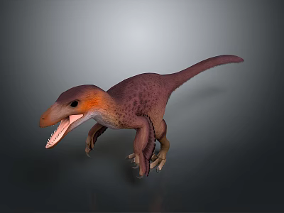 Small Purple Orange Dinosaur 3D Model With Open Mouth Standing Pose 3d model