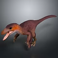 Small Purple Orange Dinosaur 3D Model With Open Mouth Standing Pose