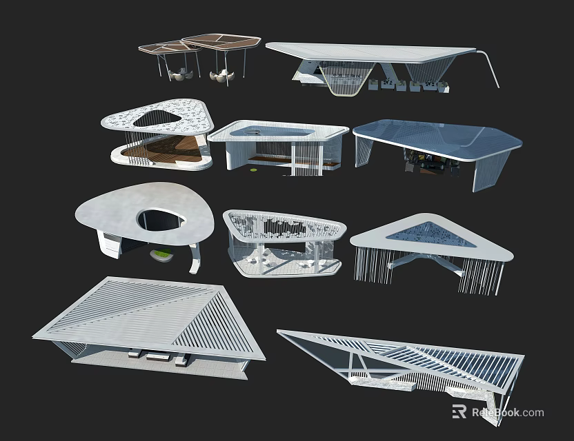 Diverse Modern Pergola Designs With Creative Structures And Architectural Styles 3d model 