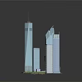 Modern City Skyscrapers with Unique Glass Facades and Green Urban Spaces