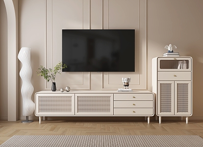 modern TV cabinet cream TV cabinet 3d model