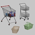 Modern Shopping Cart Supermarket Trolley Shopping Basket 3d model