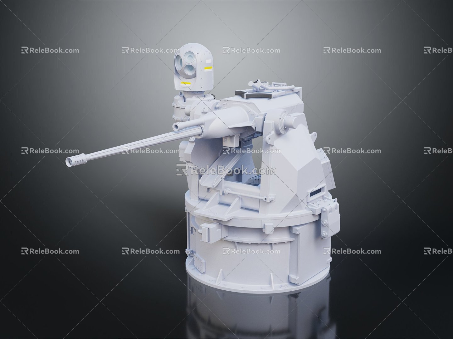 Turret turntable rail gun sci-fi tower defense 3d model