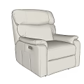 Ivory Leather Single Sofa With Cushioned Back Reclining Function And Armrests 3d model