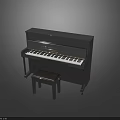 Elegant Black Upright Piano With Matching Stool And Modern Glossy Finish