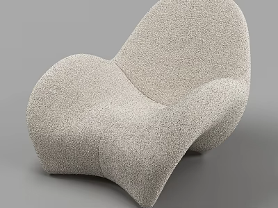 Modern Design Single Sofa With Textured Beige Fabric And Unique Curved Shape 3d model
