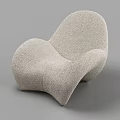 Modern Design Single Sofa With Textured Beige Fabric And Unique Curved Shape 3d model