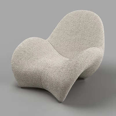 Modern Design Single Sofa With Textured Beige Fabric And Unique Curved Shape 3d model