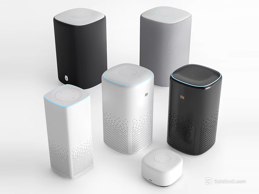 Modern Smart Home Audio Speakers With Various Colors Shapes And Sleek Designs 3d model 