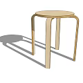 Modern Simple Design Wooden Stool With Round Top And Curved Legs