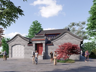 Chinese-style courtyard public building 3d model