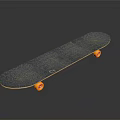 Blue Skateboard With Textured Deck And Orange Wheels On Dark Background