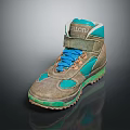 High Top Elliot Shoes Gray Blue Green Sneakers With Green Sole