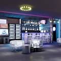 Modern Bar Interior With Neon Lights Bar Counter Wine Racks And Comfortable Seats