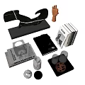 Elegant Decorative Ornament Set With Marble Wooden Tray Glass Cups And Books