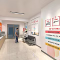 Modern Retail Store Interior With Orange Wall Product Display Counter And Standing Man