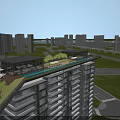 Modern High Rise Residential Building With Rooftop Terrace Swimming Pool And Green Lawn