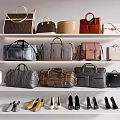 Various Stylish Bags Displayed On Multiple Shelves With Different Colors And Designs
