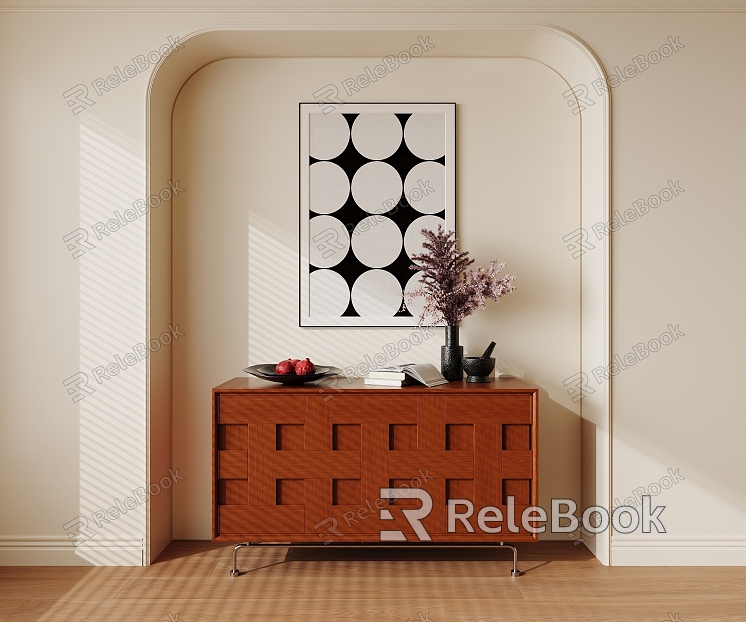 Modern Entrance Cabinet Decorative Ornaments Combination Vase Decorative Painting model