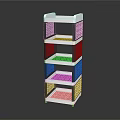 White and Black Multi Tier Storage Shelf with Perforated Shelves Modern Design for Home Organization