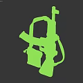 Camouflage Military Rifle With Magazine Strap And Star Emblem Pouch