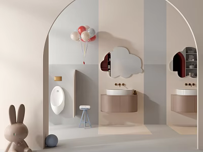 Child Friendly Public Restroom With Modern Design And Playful Decor 3d model