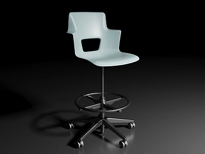 Modern Minimalist Light Blue Swivel Height Adjustable Office Chair With Rolling Casters For Workplace Use 3d model
