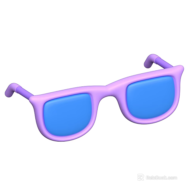 Purple Sunglasses With Blue Lenses Decorative Ornament Set For Home Decoration 3d model 
