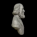Classical Male Bust Sculpture With Beard And Star Decorated Coat