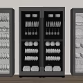 Modern Kitchen Appliances Glass Door Storage Cabinets With Plates Bowls And Glasses