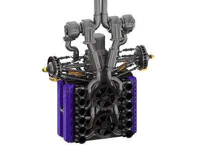 Advanced Detailed Industrial Equipment Featuring Purple Structure Mechanical Components Pipes And Fans 3d model