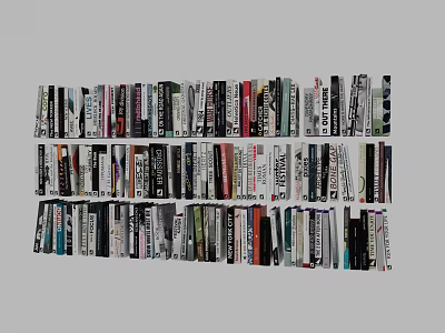 Diverse Collection of Books and Magazines Arranged Neatly on Shelves 3d model