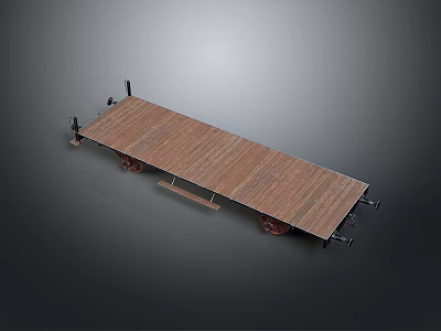 Flatbed Train Car With Wooden Deck And Metal Wheels Simple Design 3d model