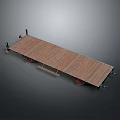 Flatbed Train Car With Wooden Deck And Metal Wheels Simple Design 3d model